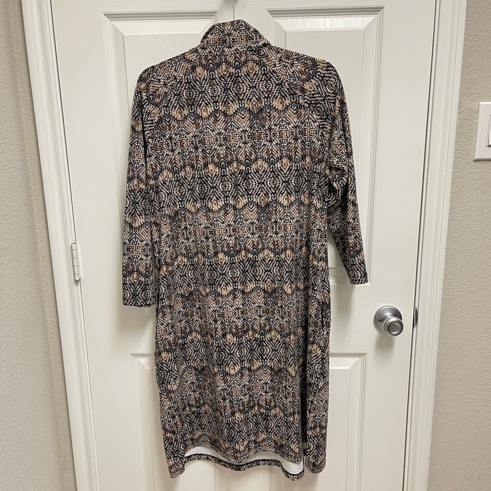 J. Mclaughlin Brown Pattern Button Neck Dress - image 8